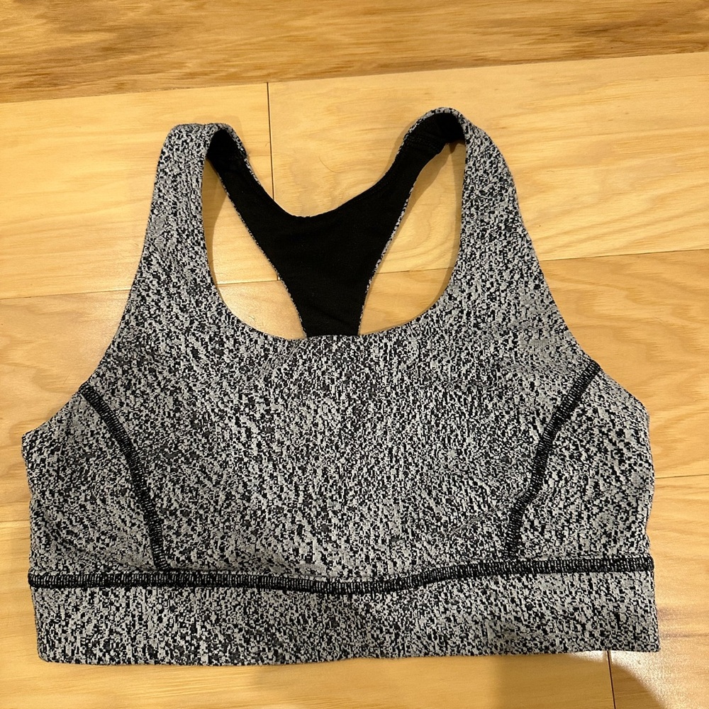 Lululemon Women's Black and White Speckle Sports Bra